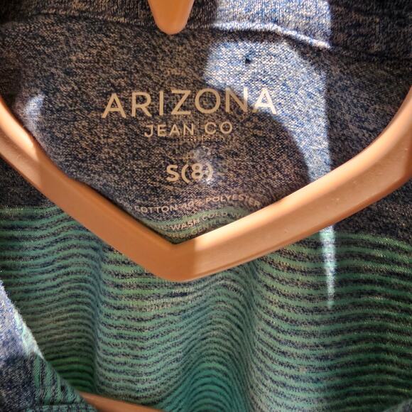 Arizona Boys Size S 8 Striped Polo Shirt Colorblock Casual Preppy School Style - Picture 6 of 8